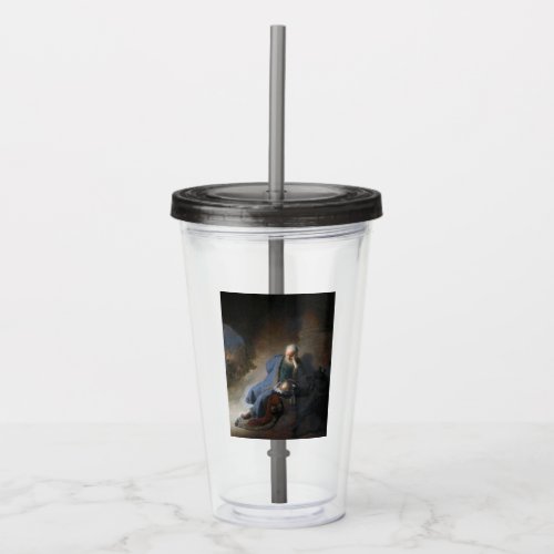 Jeremiah Lamenting on Fall of Jerusalem Rembrandt Acrylic Tumbler