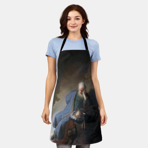 Jeremiah Lamenting on Fall of Jerusalem Rembrandt Apron