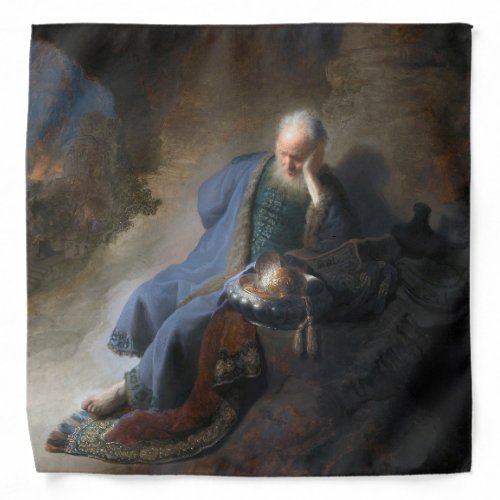 Jeremiah Lamenting on Fall of Jerusalem Rembrandt Bandana