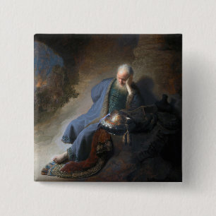 Jeremiah Lamenting on Fall of Jerusalem, Rembrandt Button