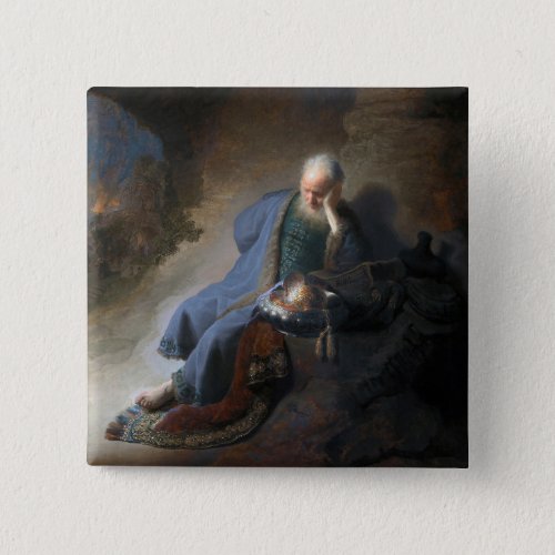 Jeremiah Lamenting on Fall of Jerusalem Rembrandt Button