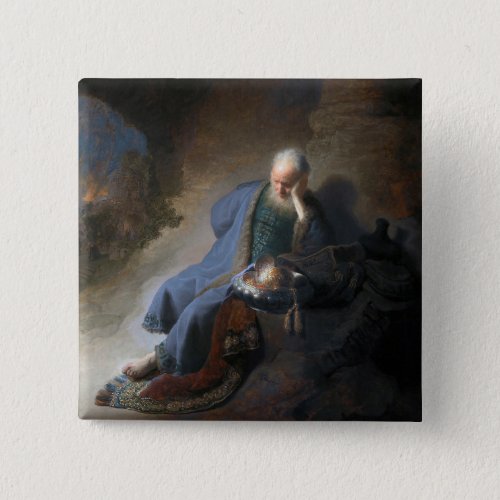 Jeremiah Lamenting on Fall of Jerusalem Rembrandt Button