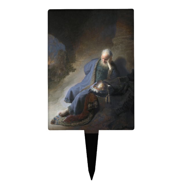 Jeremiah Lamenting on Fall of Jerusalem, Rembrandt Cake Topper (Front)