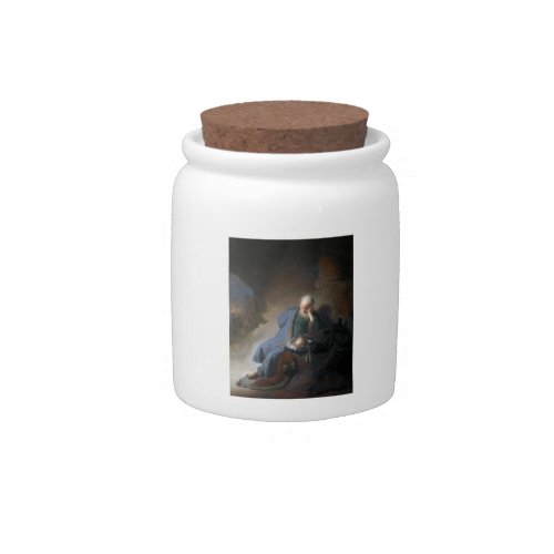 Jeremiah Lamenting on Fall of Jerusalem Rembrandt Candy Jar