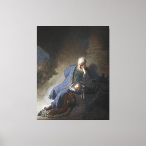 Jeremiah Lamenting on Fall of Jerusalem Rembrandt Canvas Print