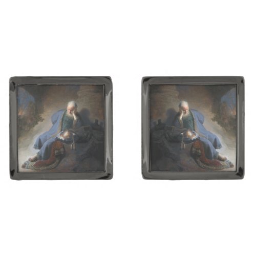 Jeremiah Lamenting on Fall of Jerusalem Rembrandt Cufflinks