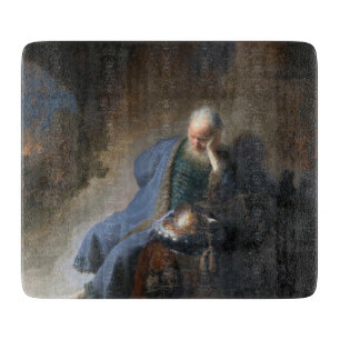 Jeremiah Lamenting on Fall of Jerusalem, Rembrandt Cutting Board