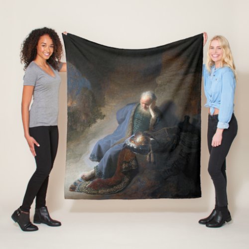Jeremiah Lamenting on Fall of Jerusalem Rembrandt Fleece Blanket