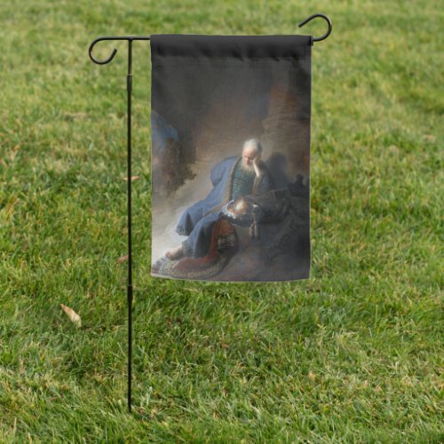 Jeremiah Lamenting on Fall of Jerusalem Rembrandt Garden Flag