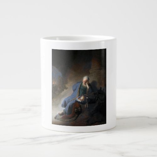 Jeremiah Lamenting on Fall of Jerusalem Rembrandt Giant Coffee Mug