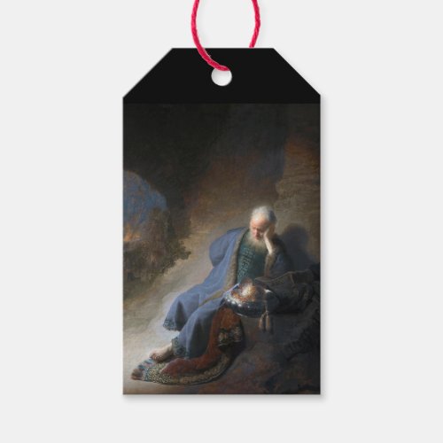 Jeremiah Lamenting on Fall of Jerusalem Rembrandt Gift Tags