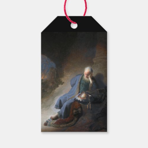 Jeremiah Lamenting on Fall of Jerusalem Rembrandt Gift Tags