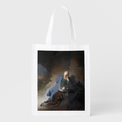 Jeremiah Lamenting on Fall of Jerusalem Rembrandt Grocery Bag