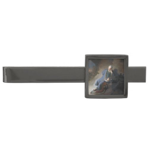 Jeremiah Lamenting on Fall of Jerusalem Rembrandt Gunmetal Finish Tie Bar