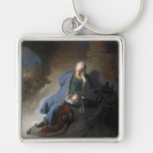 Jeremiah Lamenting on Fall of Jerusalem, Rembrandt Keychain