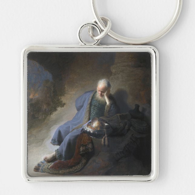 Jeremiah Lamenting on Fall of Jerusalem, Rembrandt Keychain (Front)