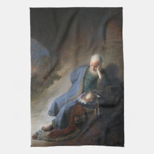 Jeremiah Lamenting on Fall of Jerusalem Rembrandt Kitchen Towel