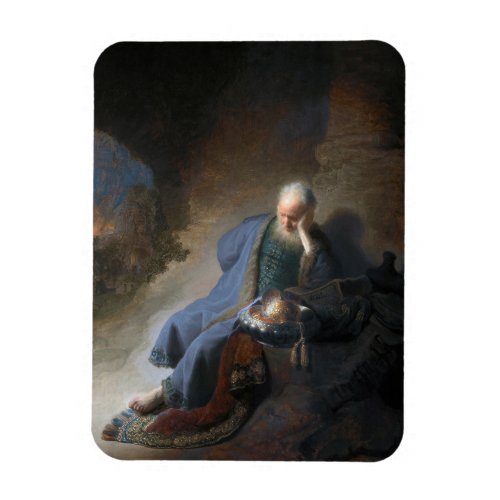 Jeremiah Lamenting on Fall of Jerusalem Rembrandt Magnet