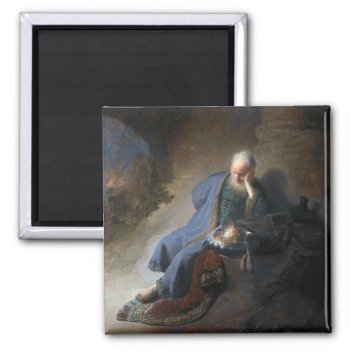 Jeremiah Lamenting on Fall of Jerusalem Rembrandt Magnet