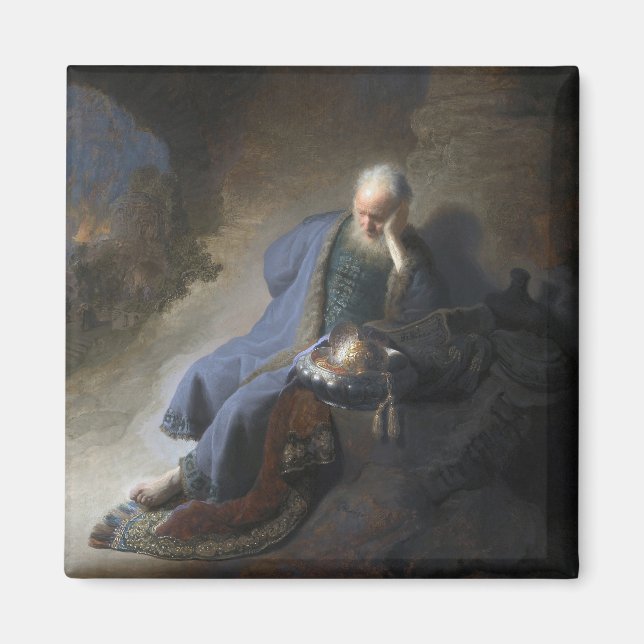 Jeremiah Lamenting on Fall of Jerusalem, Rembrandt Magnet (Front)
