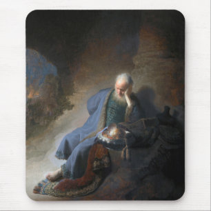Jeremiah Lamenting on Fall of Jerusalem, Rembrandt Mouse Pad