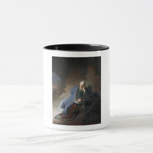 Jeremiah Lamenting on Fall of Jerusalem Rembrandt Mug