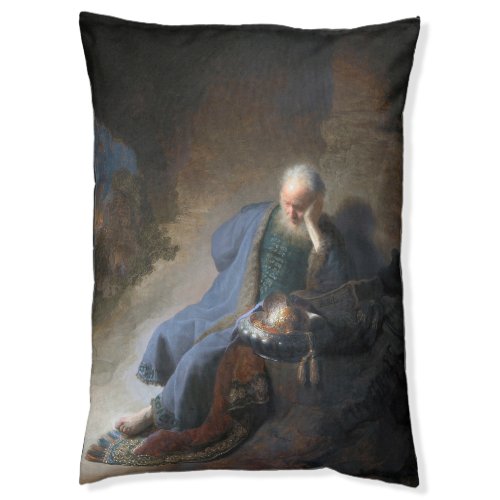 Jeremiah Lamenting on Fall of Jerusalem Rembrandt Pet Bed