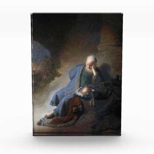 Jeremiah Lamenting on Fall of Jerusalem Rembrandt Photo Block