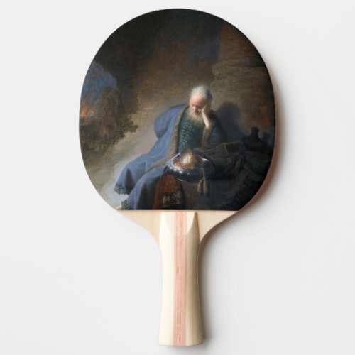 Jeremiah Lamenting on Fall of Jerusalem Rembrandt Ping Pong Paddle