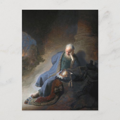 Jeremiah Lamenting on Fall of Jerusalem Rembrandt Postcard