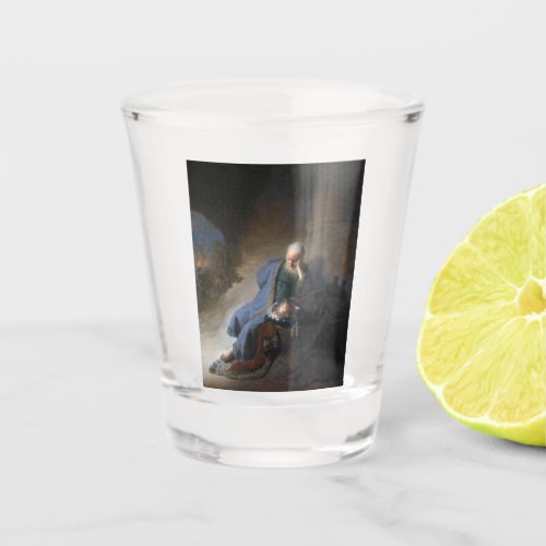 Jeremiah Lamenting on Fall of Jerusalem Rembrandt Shot Glass