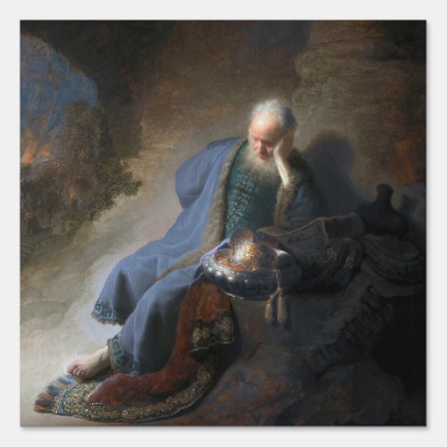 Jeremiah Lamenting on Fall of Jerusalem Rembrandt Sign