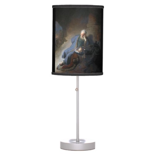 Jeremiah Lamenting on Fall of Jerusalem Rembrandt Table Lamp