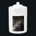 Jeremiah Lamenting on Fall of Jerusalem, Rembrandt Teapot<br><div class="desc">The news arrived like a harbinger of doom, a whisper on the wind laced with the acrid tang of smoke and the metallic tang of blood. It came through a ragged messenger, a gaunt man with wild eyes and a voice hoarse from exertion. He stumbled into Jeremiah's secluded refuge, collapsing...</div>