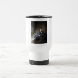 Jeremiah Lamenting on Fall of Jerusalem, Rembrandt Travel Mug