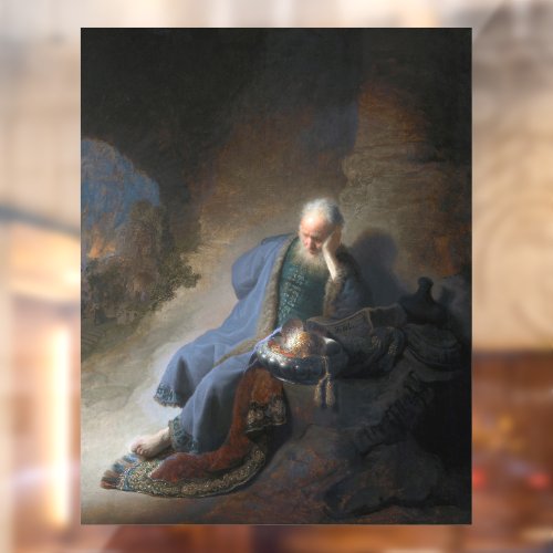 Jeremiah Lamenting on Fall of Jerusalem Rembrandt Window Cling