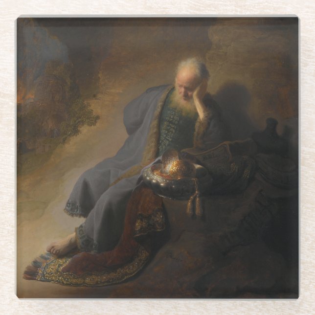 Jeremiah Lamenting the Destruction of Jerusalem Glass Coaster (Front)