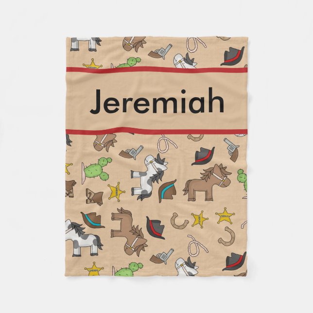 Jeremiah's Personalized Cowboy Blanket (Front)
