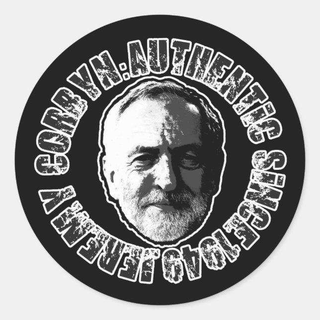 JEREMY CORBYN STICKER BLACK (Front)