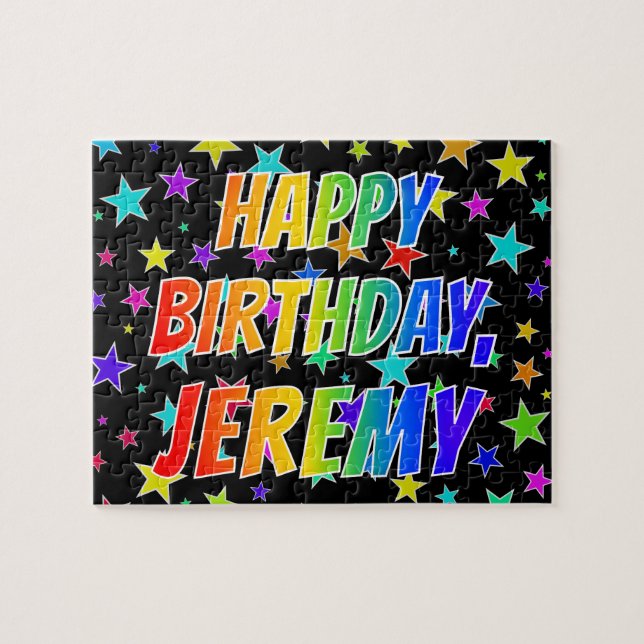 "JEREMY" First Name, Fun "HAPPY BIRTHDAY" Jigsaw Puzzle (Horizontal)