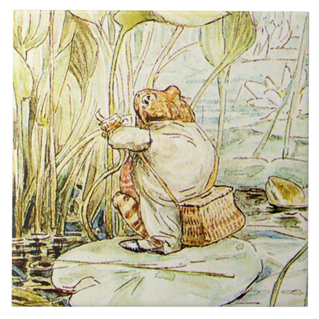 Jeremy Fisher on a Lily pad by Beatrix Potter Ceramic Tile (Front)