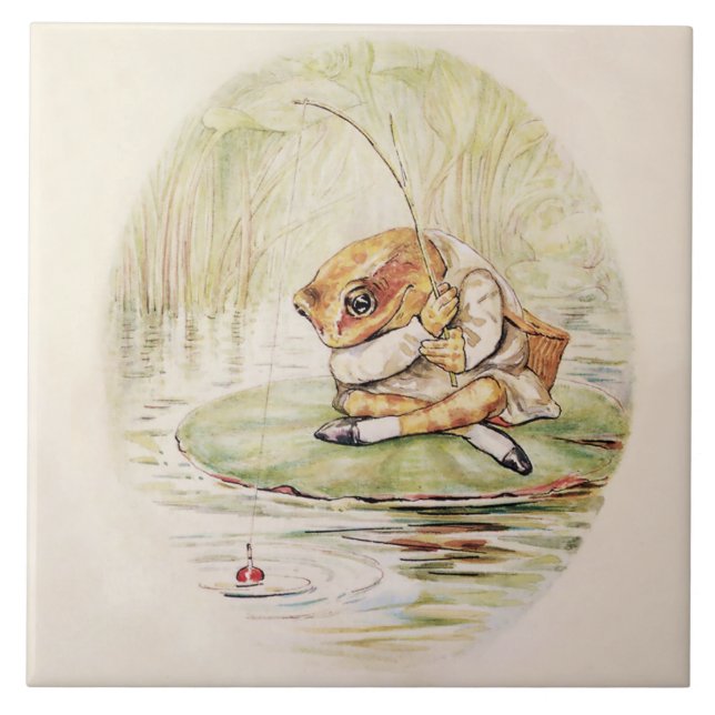 “Jeremy Fisher on a Lilypad” by Beatrix Potter Ceramic Tile (Front)
