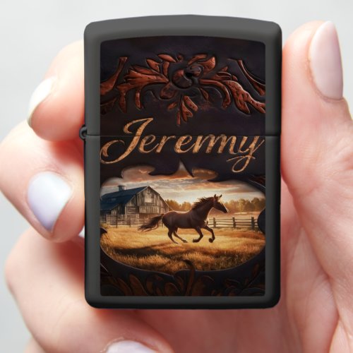 Jeremys Horse at Sunset Zippo Lighter