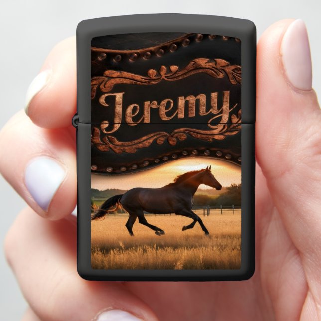 Jeremy's Running Horse Zippo Lighter (In Hand)