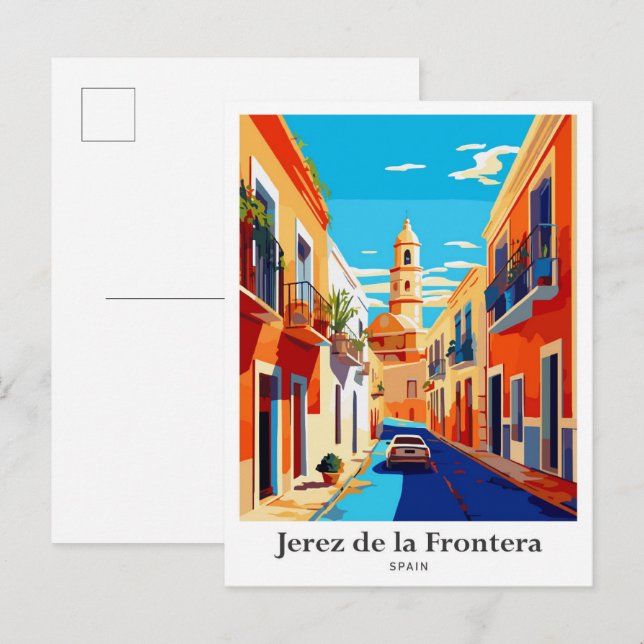 Jerez de la Frontera Spain Travel Illustration Postcard (Front/Back)