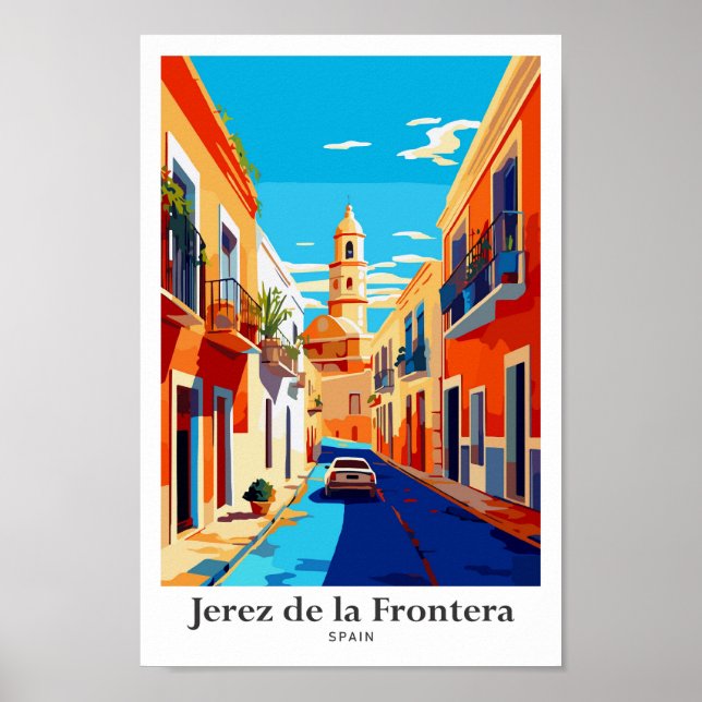Jerez de la Frontera Spain Travel Illustration Poster (Front)