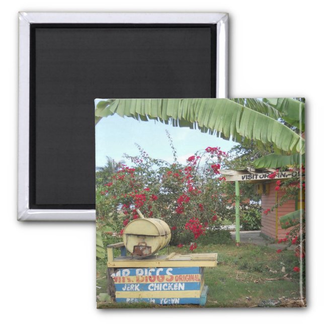 Jerk Chicken Stand in Negril, Jamaica 2011 Magnet (Front)
