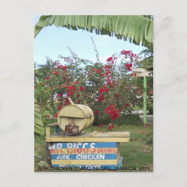 Jerk Chicken Stand in Negril, Jamaica 2011 Postcard (Front)