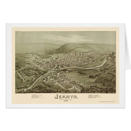 Jermyn, PA Panoramic Map - 1889 Cards (Front Horizontal)