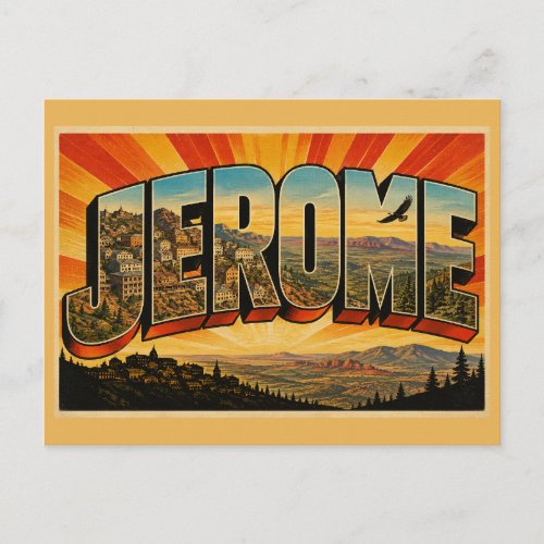 Jerome Arizona Mountain Town Valley View Art Postcard